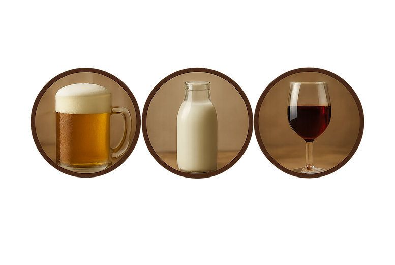 Wine beer milk